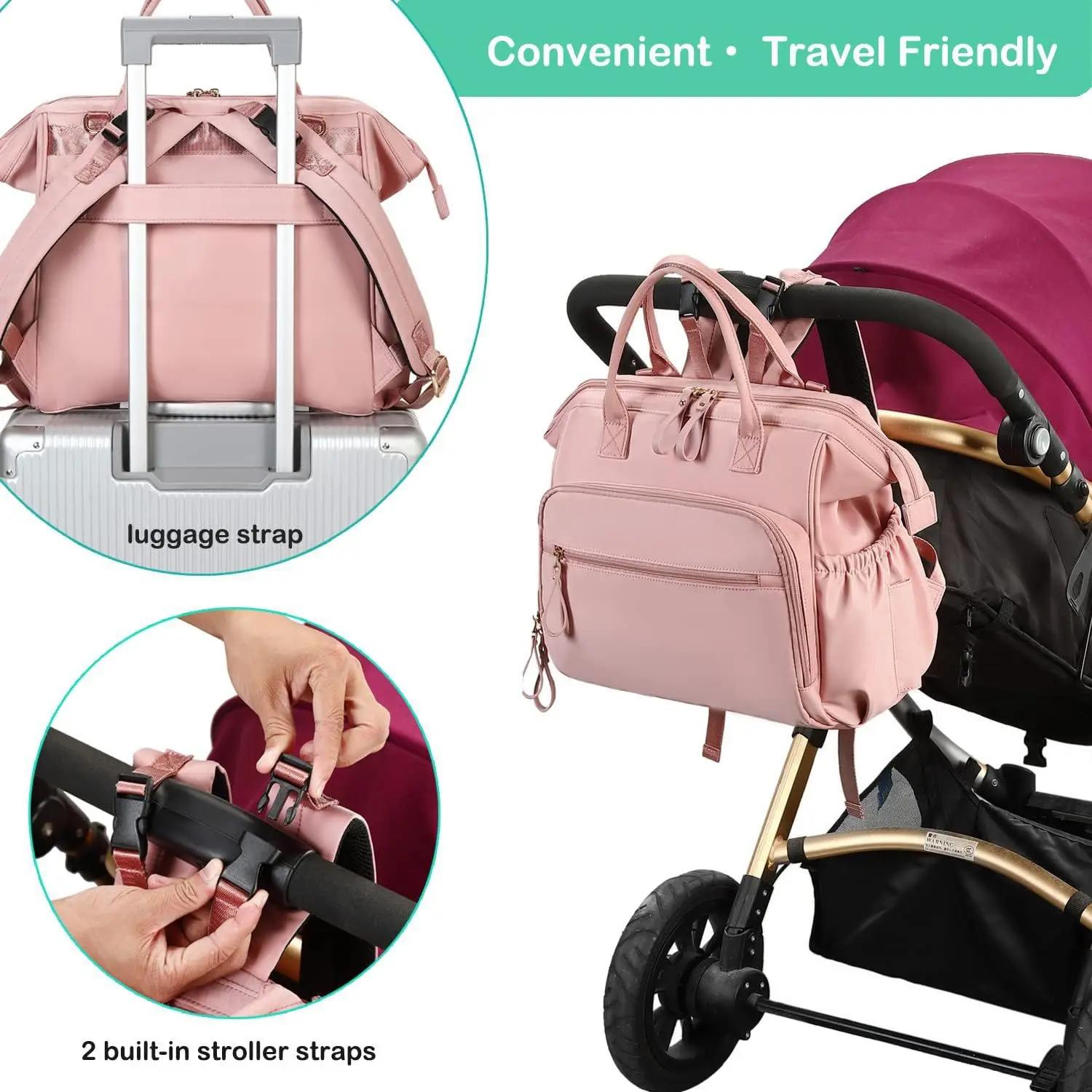 Sac à couches grande capacité avec tapis à langer - Sac suspendu poussette pratique allaitement maman
