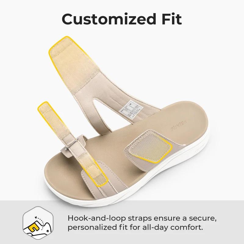 FitVille – Sandales compensées pour femmes, larges, à lanières réglables, pour l'été et la plage, id