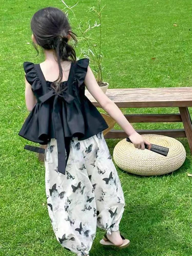 Ensembles de vêtements haut et bas pour enfants, vêtements coréens pour filles, tenues d'été pour en