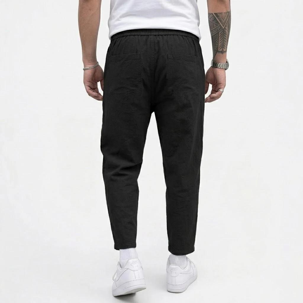 Pantalon en lin pour homme, couleur unie, décontracté, respirant, ample, pour le sport, la plage, lé