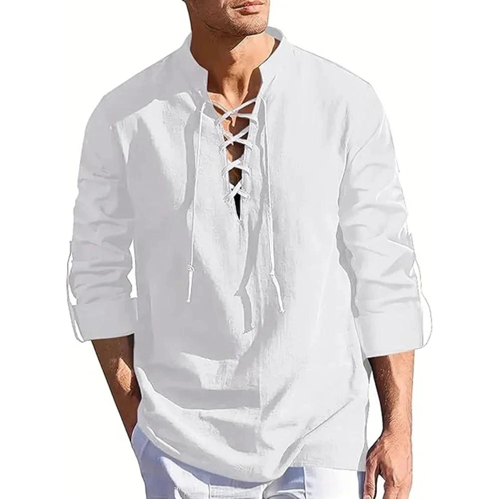 Chemise Renaissance pour hommes, haut Pirate Viking médiéval, manches longues, Costume d'halloween,