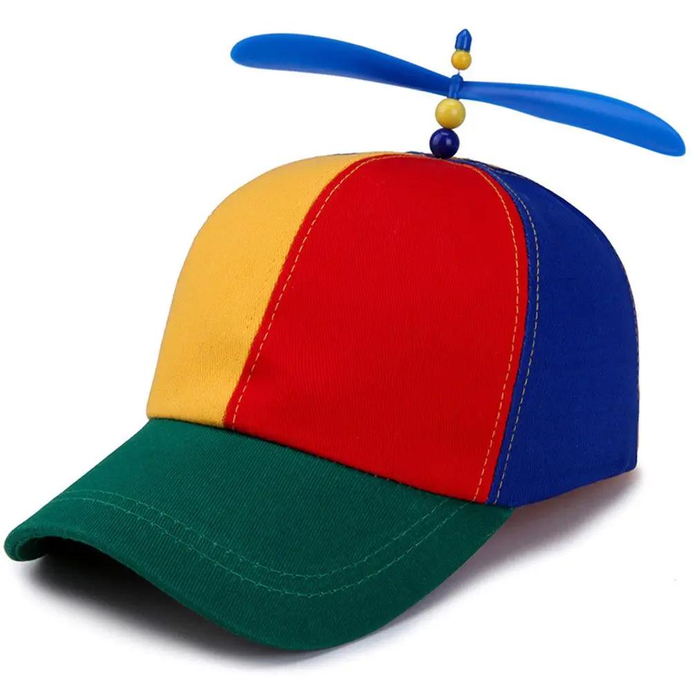 Casquette de soleil en bambou libellule arc-en-ciel pour enfants, chapeau Snapback, conception d'hél