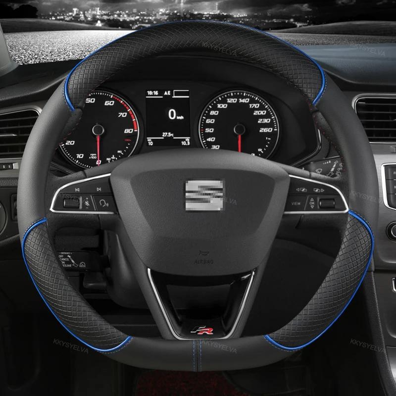 Housse de volant de voiture en cuir microfibre, 38cm, antidérapante, pour Seat Tarraco Arona Ateca I