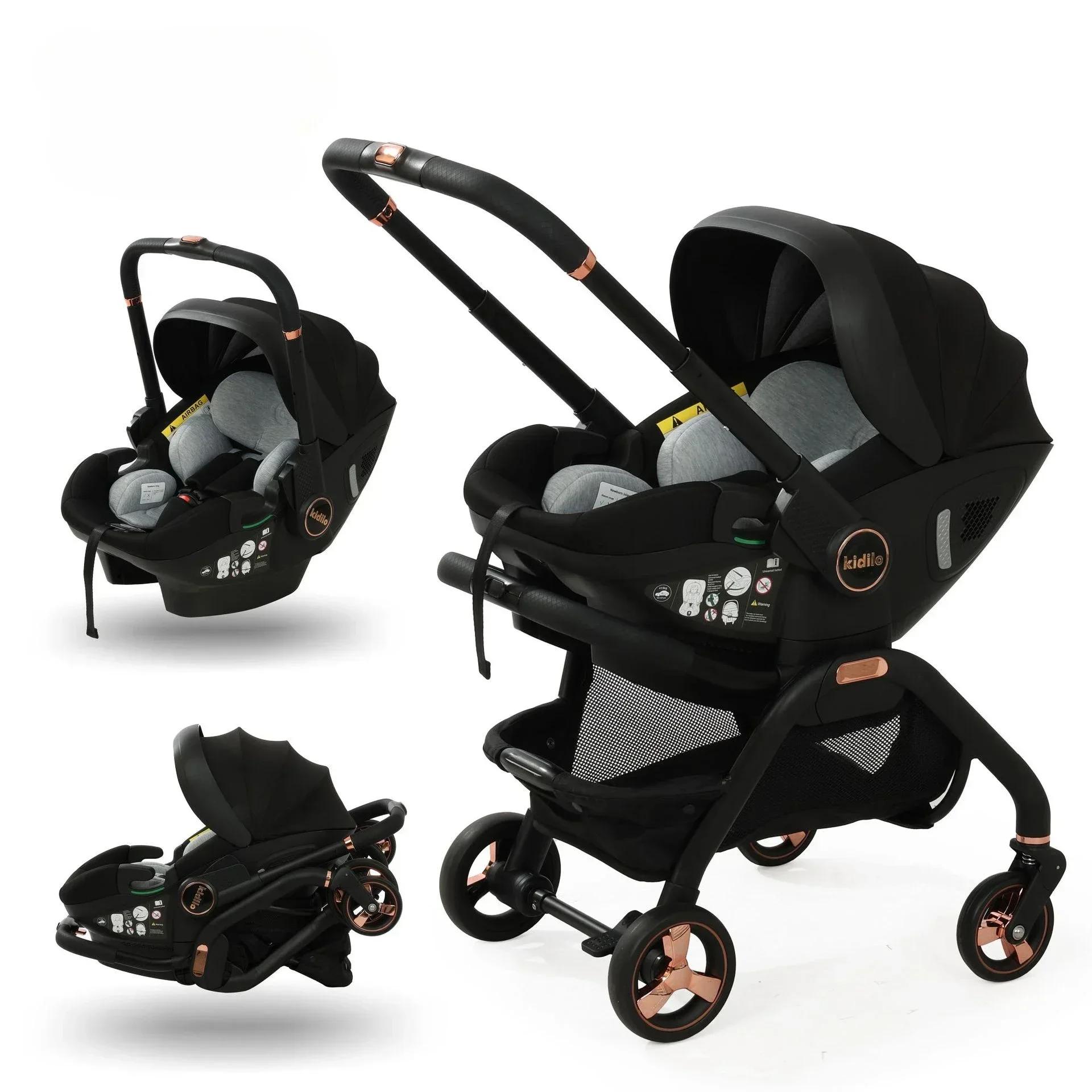 Poussette Portable 3 en 1 pour Bébé, mir de Couchage pour Nouveau-Né, Siège Auto Multifonction pour