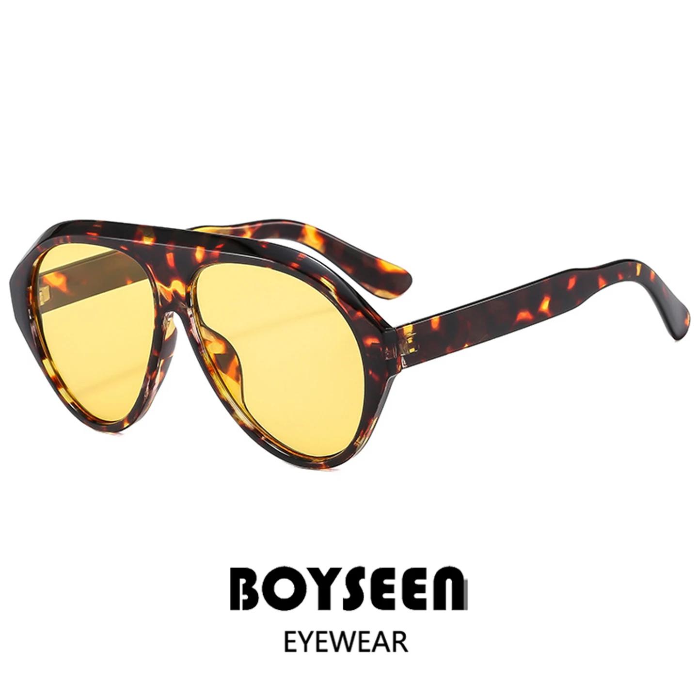 Lunettes de soleil pilote à grande monture unisexe, surdimensionnées, mode marron, Design de marque,