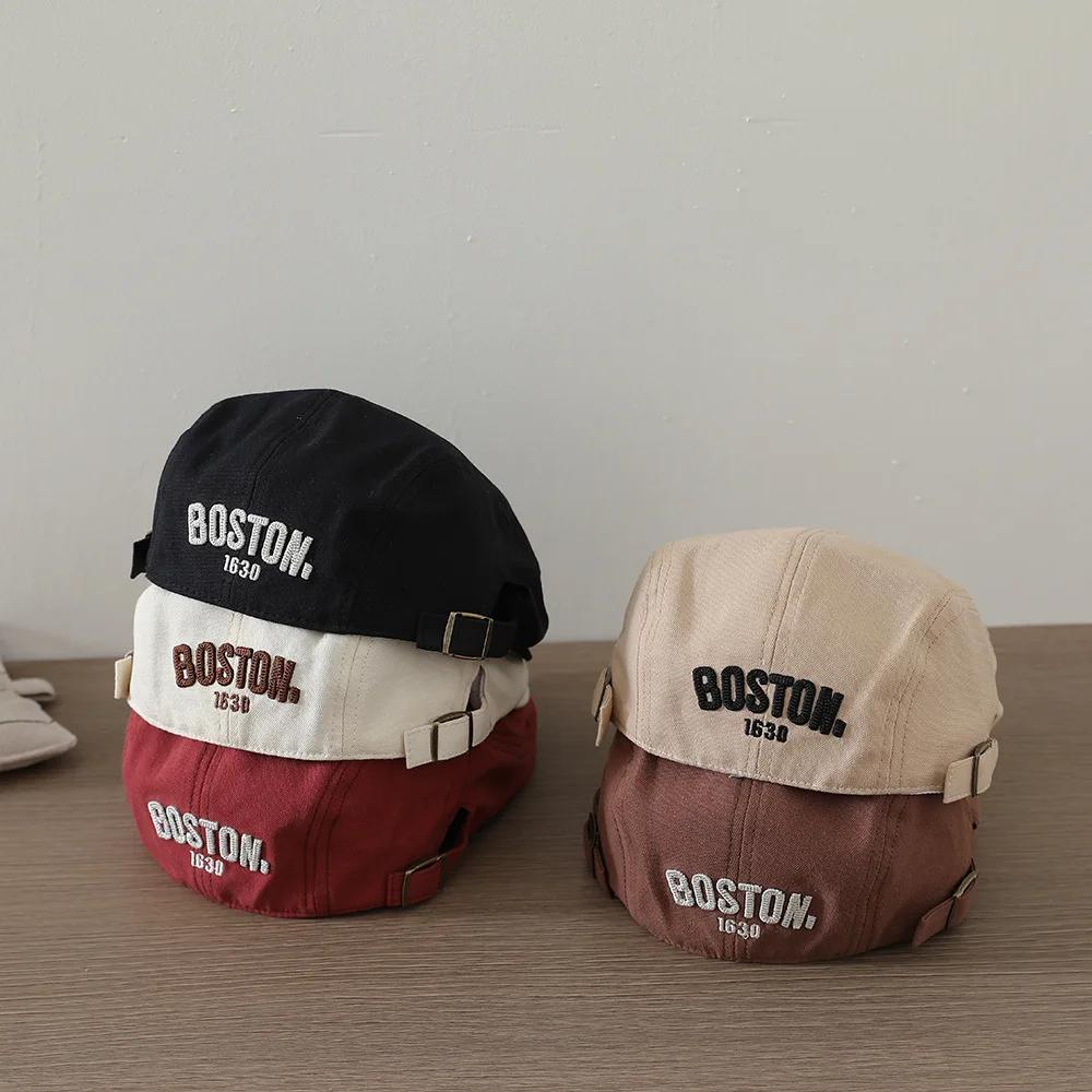 Béret brodé lettre pour bébé, couleur unie, style hip-hop, casquette d'artiste pour tout-petit, casq