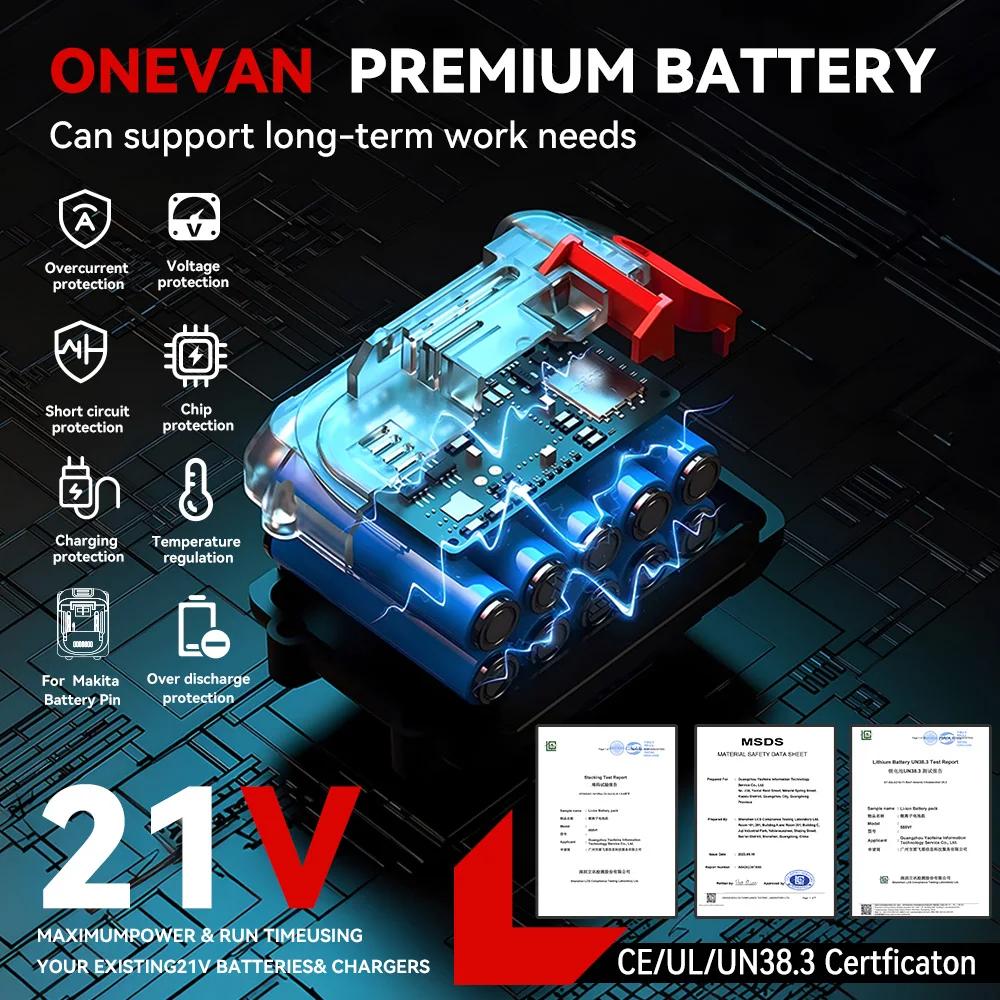 ONEVAN 21V batterie au Lithium 928VF 29900mAh 588VF 22900mAh indicateur de capacité Rechargeable pou