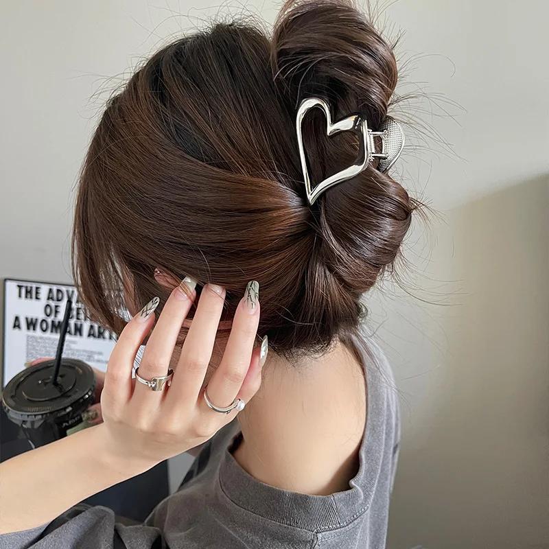 Pince à cheveux en métal pour femmes et filles, pince à queue de cheval géométrique simple, barrette