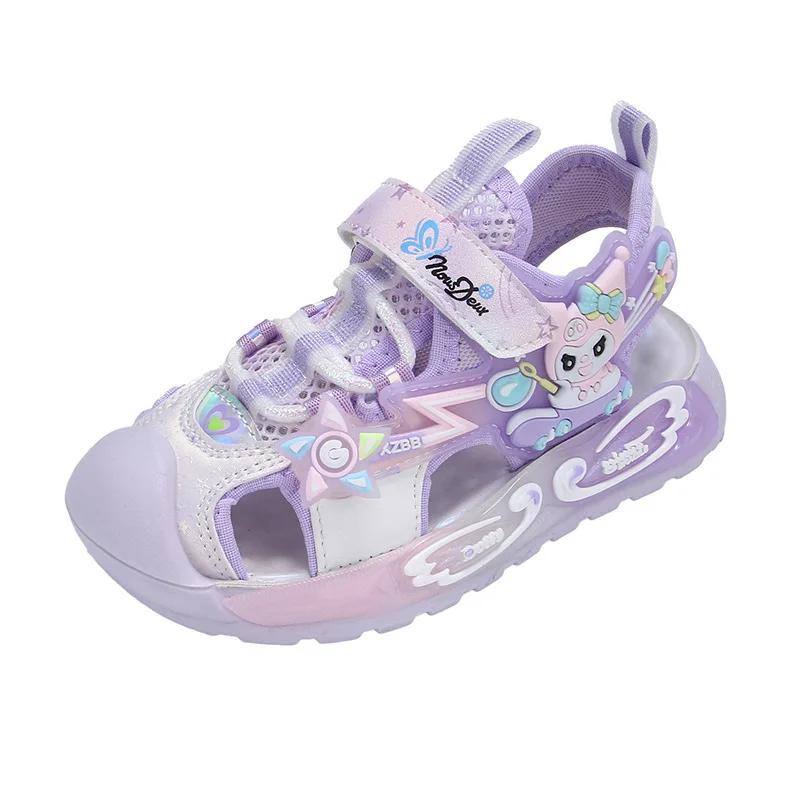 Sandales pour enfants, chaussures de plage en maille Kuromi, chaussures d'été pour filles, antidérap