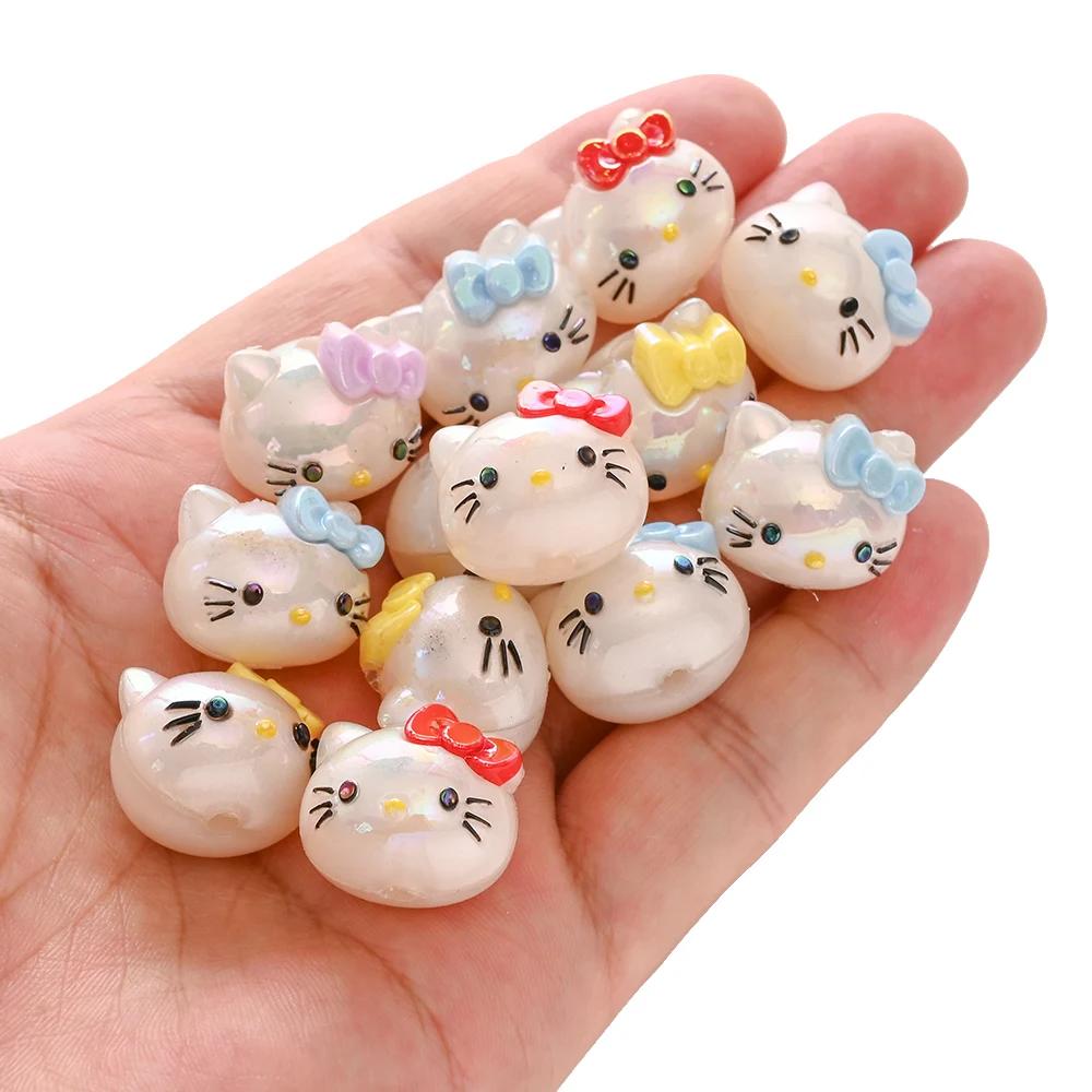 10 pièces mélange aléatoire de perles en résine Hello Kitty tête Focus perle pour bébé dentition suc