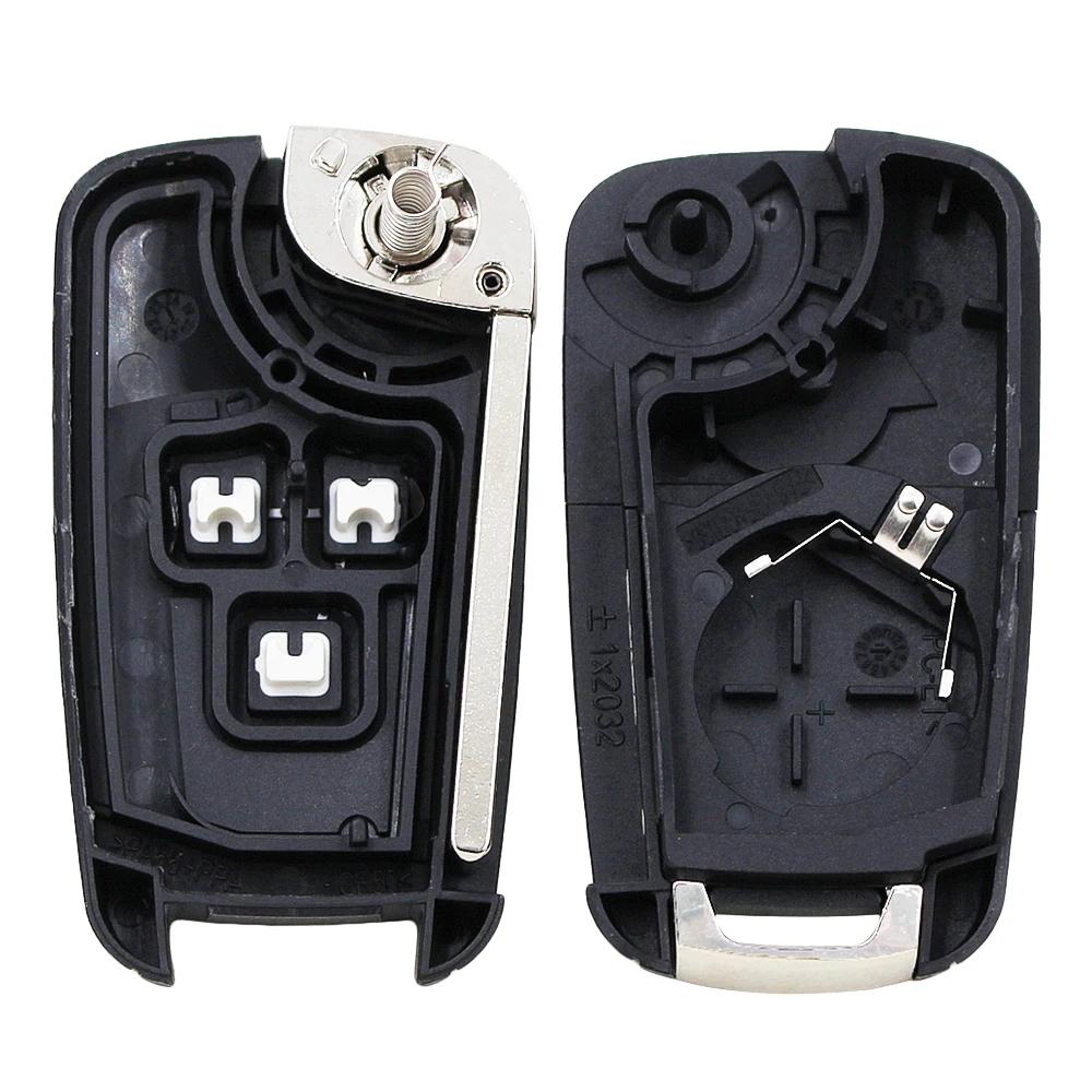 Coque de clé pliante à 3 boutons, 10 pièces/lot, pour Chevrolet Aveo Cruze, lame non coupée