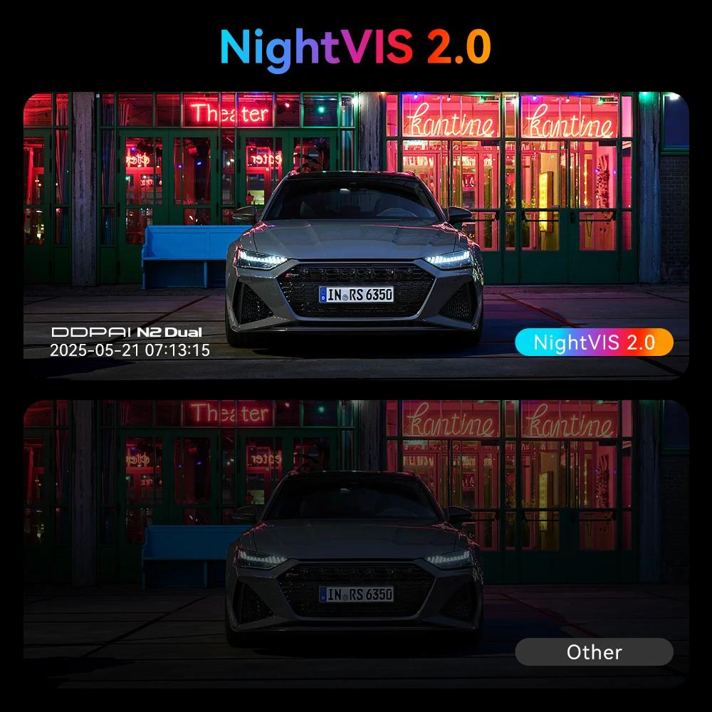 Caméra embarquée DDPAI N2, avant 1440P, arrière 1080P, HDR, GPS, ADAS, vision nocturne, avec superco