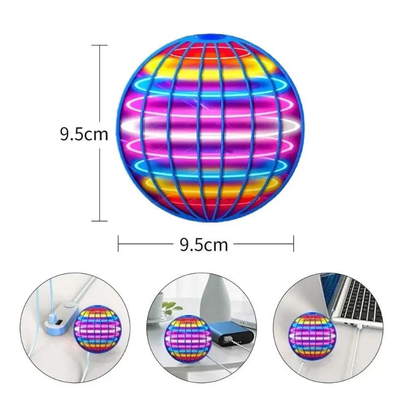 Flying Ball Globe cosmique LED couleur contrôlée à la main pour enfants 360 ° Boule de suspension