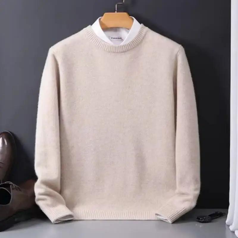 2025 pull en cachemire col rond pulls hommes ample surdimensionné M-3XL tricoté bas chemise automne