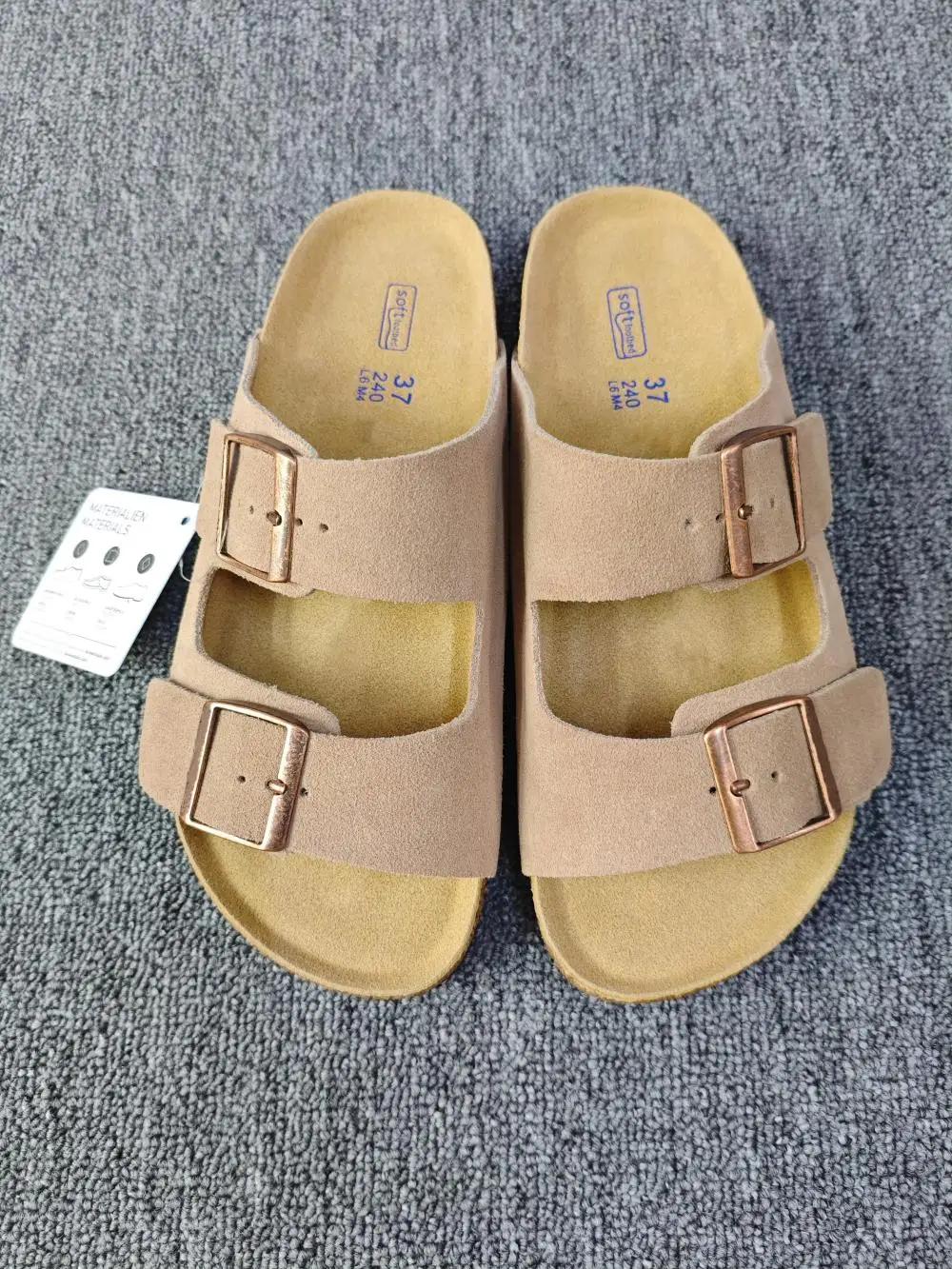 Sandales plates de plage unisexes style vintage à double boucle avec semelle intérieure en liège – C