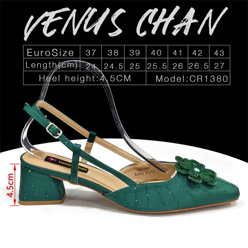 Escarpins et sac italiens pour fête, Style INS, bout pointu, strass, talons hauts élégants, couleur