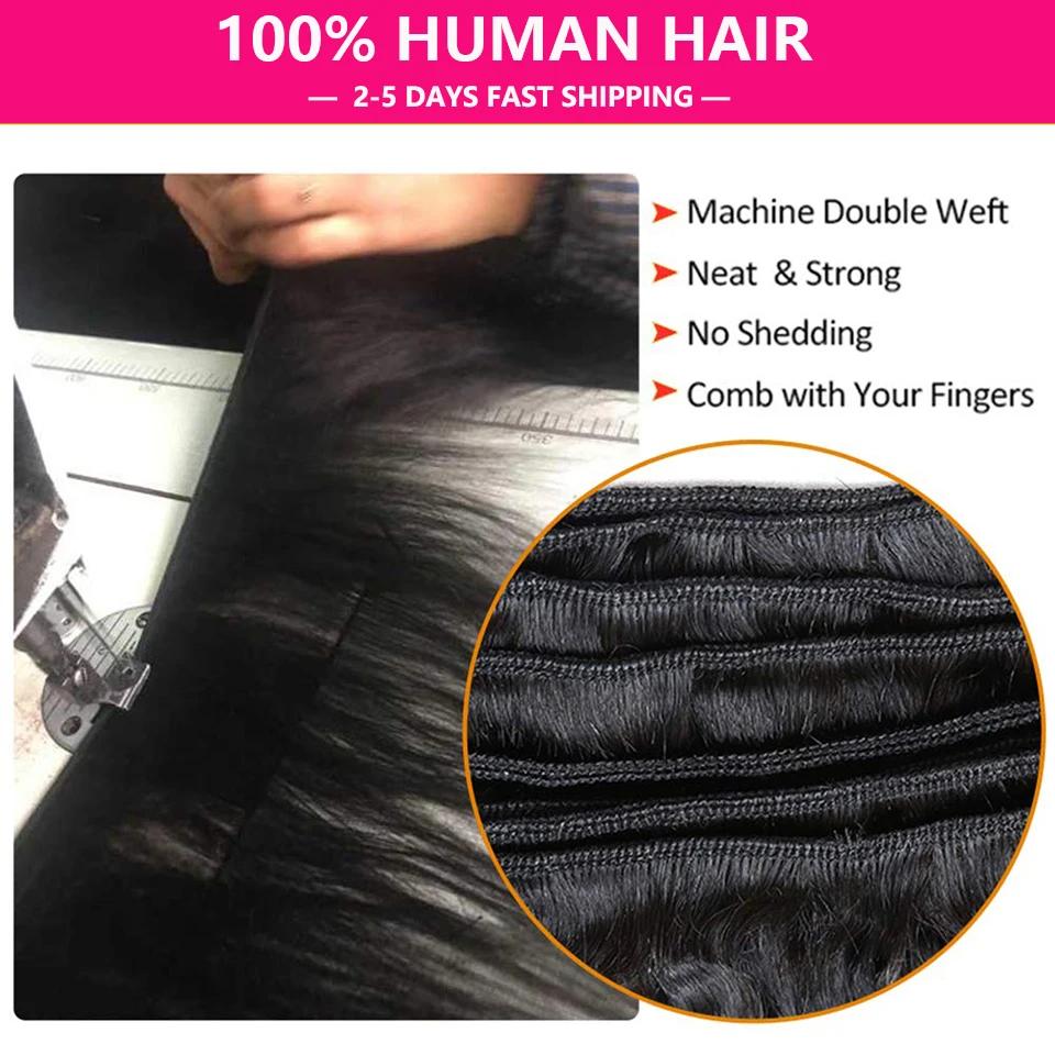 Beautorch-Tissage en Lot Brésilien Naturel Remy Lisse de 32 Pouces, Extensions de Cheveux Humains po