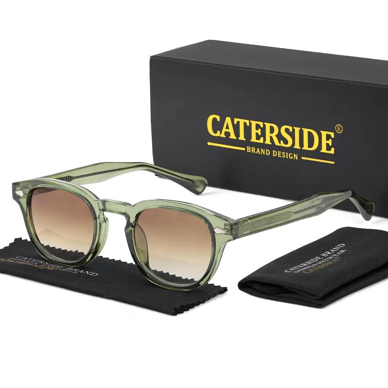 CATERSIDE rétro rond hommes lunettes de soleil Punk acide propionique broche Temple luxe lunettes de