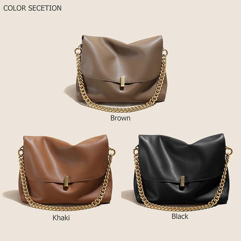 Sac à bandoulière en cuir De vache véritable pour femmes, sac à main tendance avec chaîne, grande ca