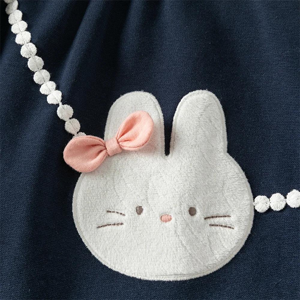 Dave Bella robe pour enfants automne doux doux mignon lapin fille faux deux pièces robe fête vêtemen