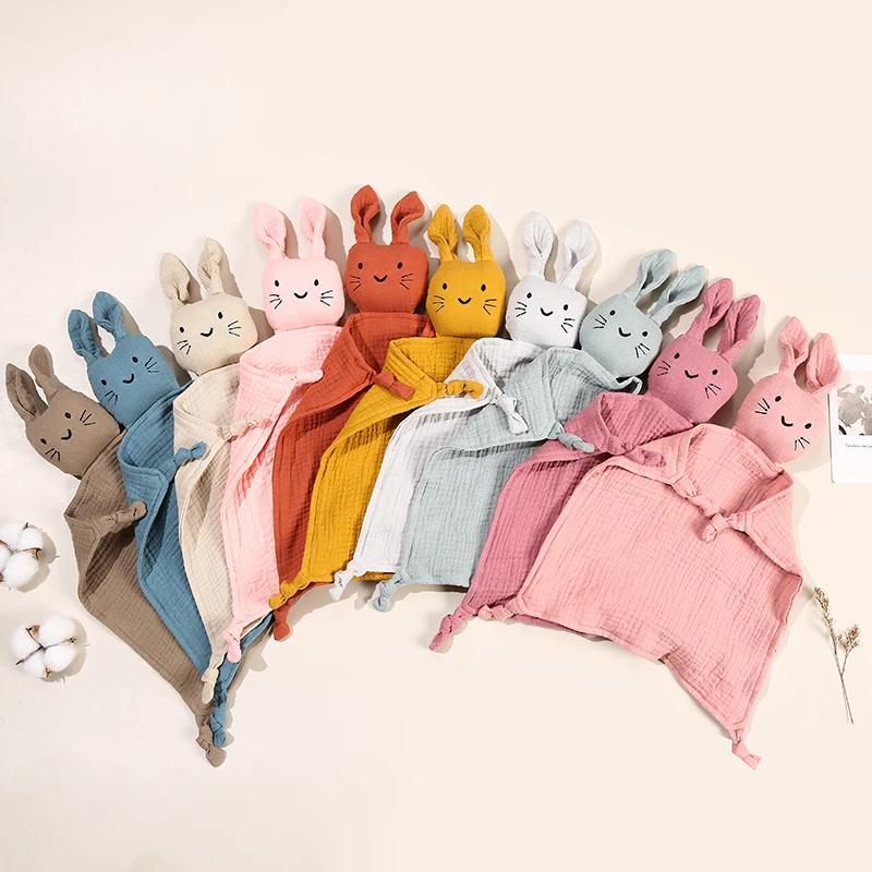 Couverture confortable en mousseline de coton pour bébé, poupée de chat mignon pour nourrissons, ser