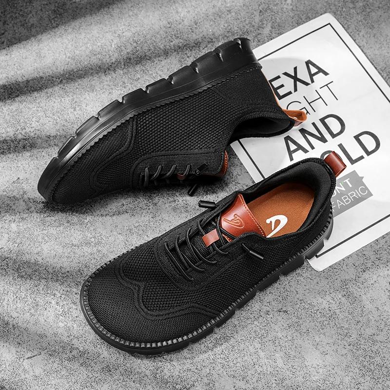 Élégant hommes large boîte chaussures pieds nus chaussures décontracté maille richelieu baskets mini