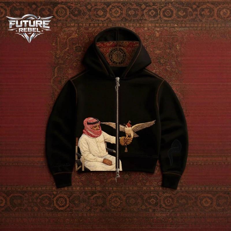 Sweat-shirt à capuche unisexe avec imprimé Desert Eagle Y2K, streetwear, motif brodé, culture Haraju