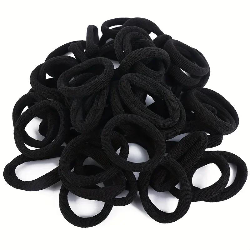 100 pièces bandes de cheveux à haute élasticité pour filles bandeau noir attaches en caoutchouc élas