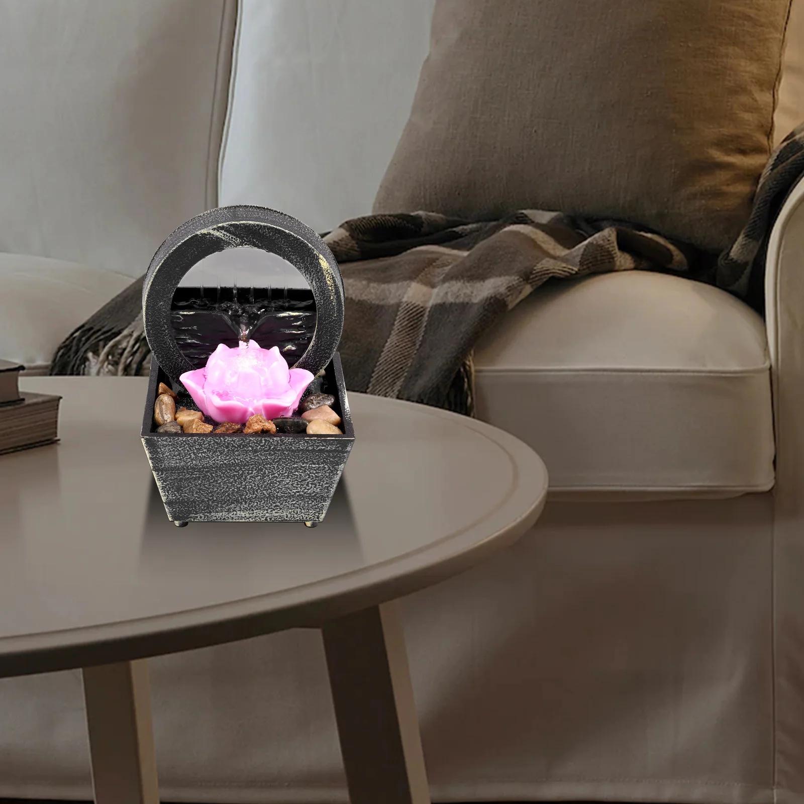 Fontaine de table avec batterie légère/Mini cascade de bureau à commande USB, ornements créatifs de