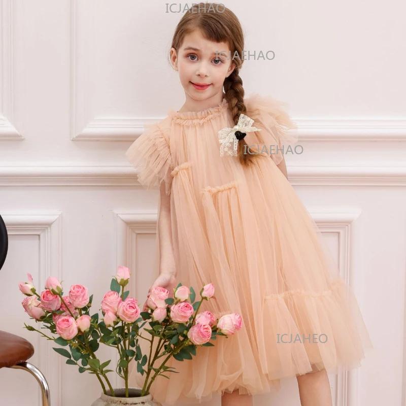 Robe de Princesse Élégante pour Filles 2026 – Tenue de Soirée Formelle Tutu avec Manches Volantes po