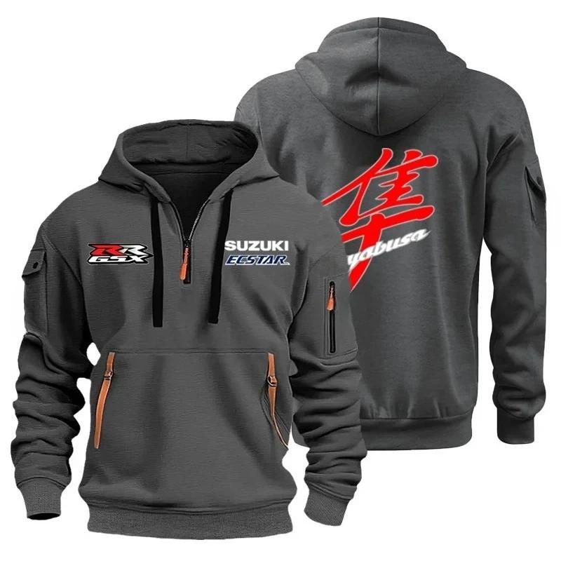 Suzuki Sweat-shirt multi-poches pour moto, sports de plein air de rue décontractés pour hommes, swea