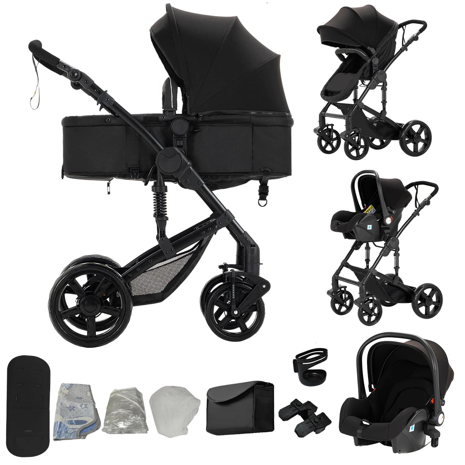 Poussette bébé 3-en-1 innovante, design tendance avec siège auto confortable, nacelle spacieuse et f