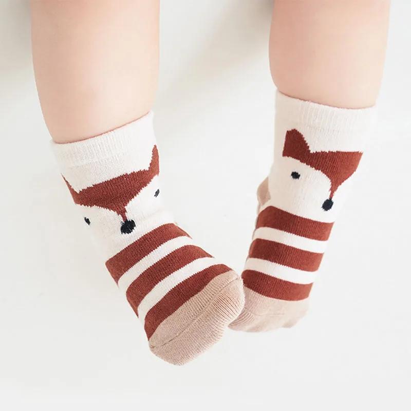 5 paires de chaussettes antidérapantes pour enfants, motif de dessin animé mignon, chaussettes de so