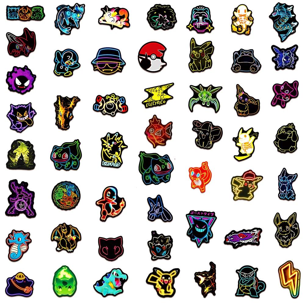 10/30/50pcs Cool Anime néon Pokemon autocollants Pikachu dessin animé décalcomanies pour enfants jou