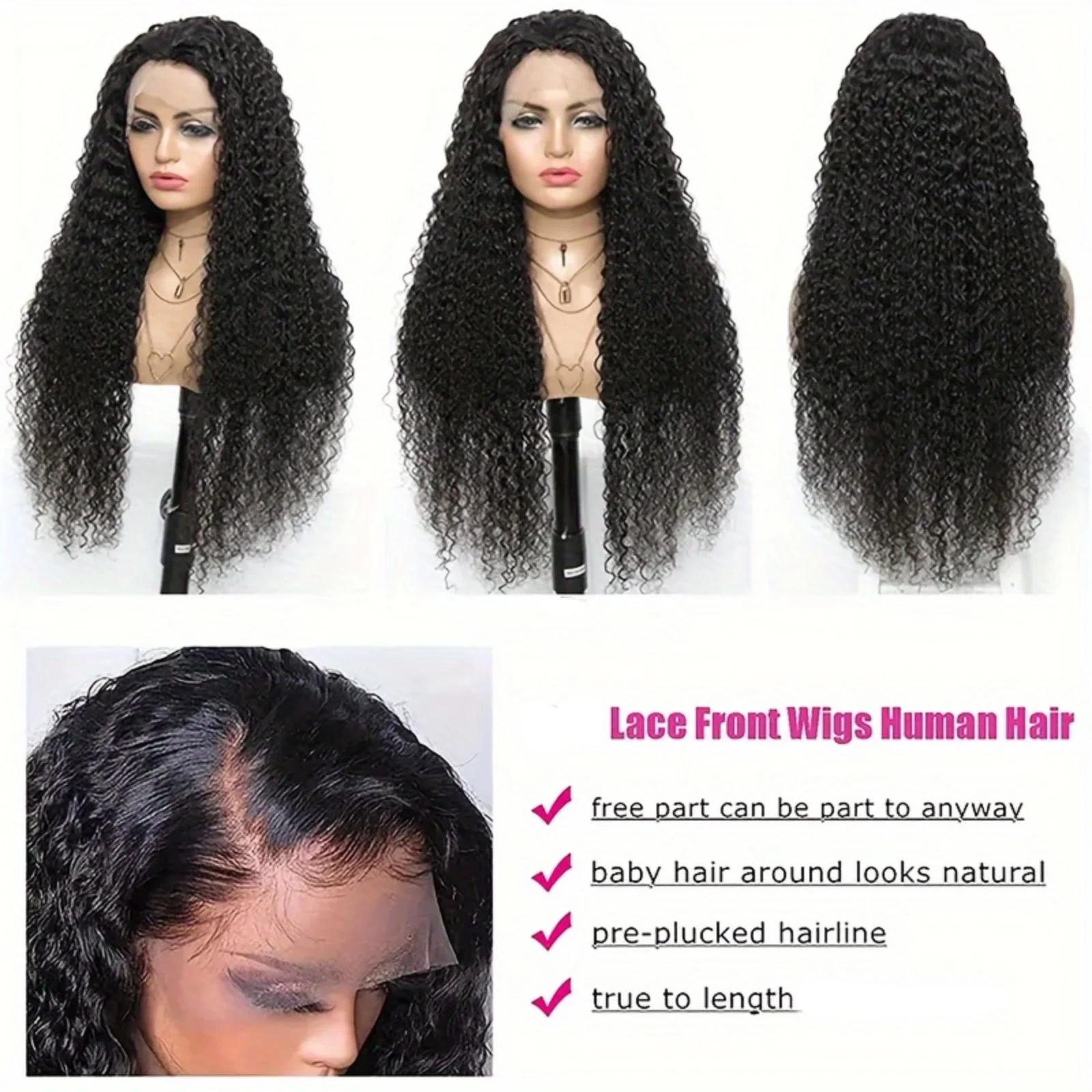 Perruque en cheveux humains Deep Wave avec dentelle frontale HD 13x6, sans colle, prête à porter, av