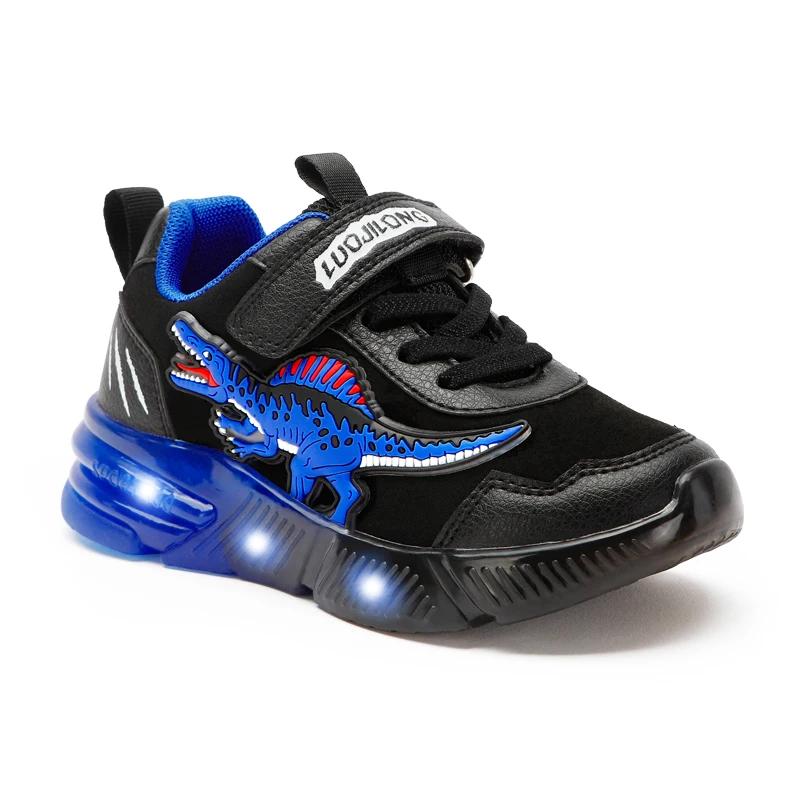 EXDINO-Baskets lumineuses à LED pour petits enfants, chaussures de sport décontractées, plonger oyan