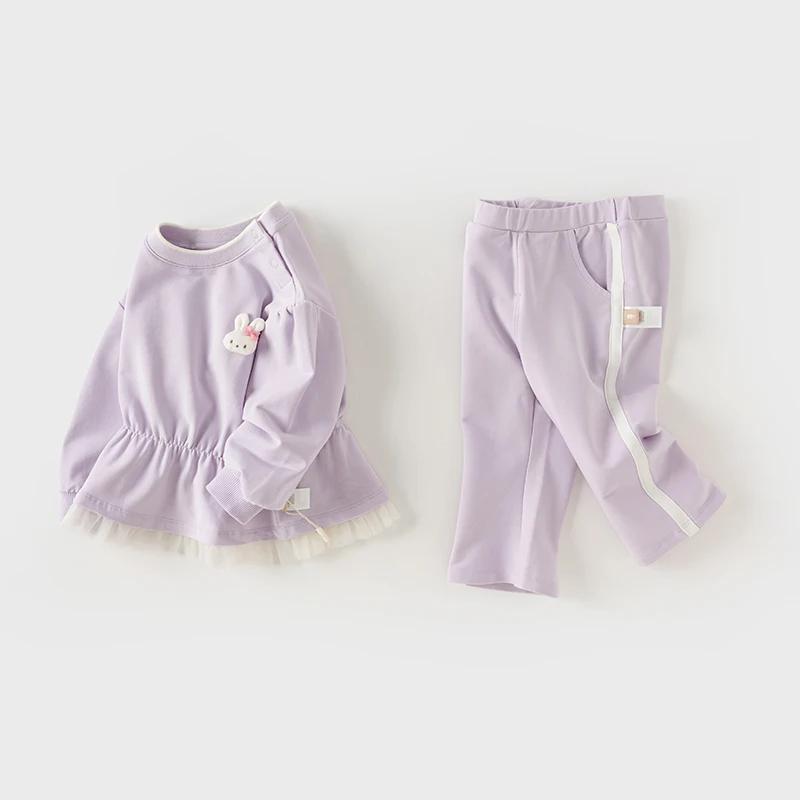 Dave Bella enfants costume 2025 nouveau printemps filles deux pièces ensemble jupe haut pantalon éva