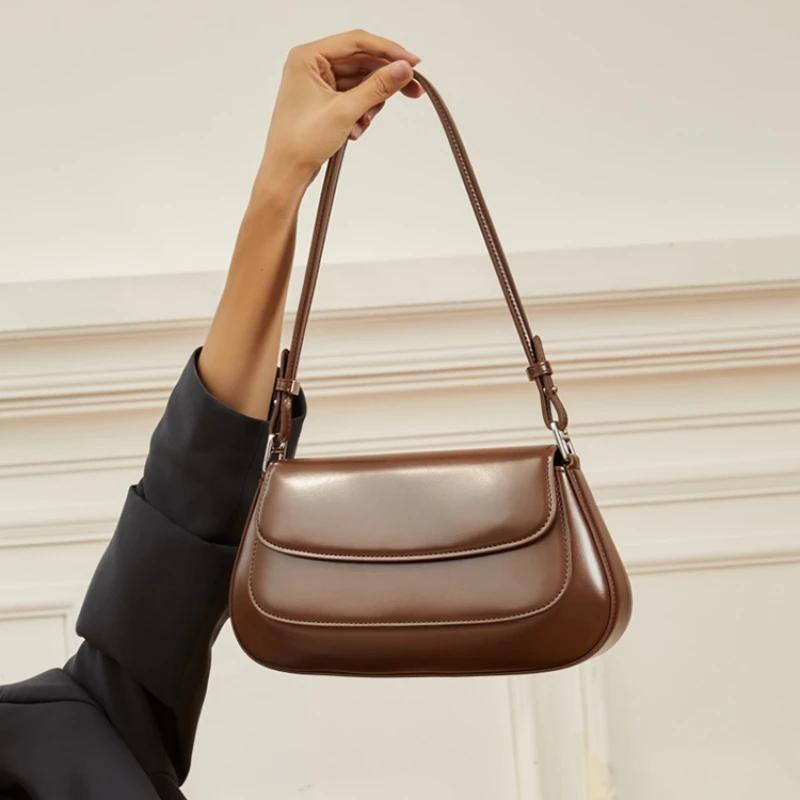 Sacs à bandoulière sous les bras en cuir de vache sacs à main en cuir véritable femmes sac à bandoul