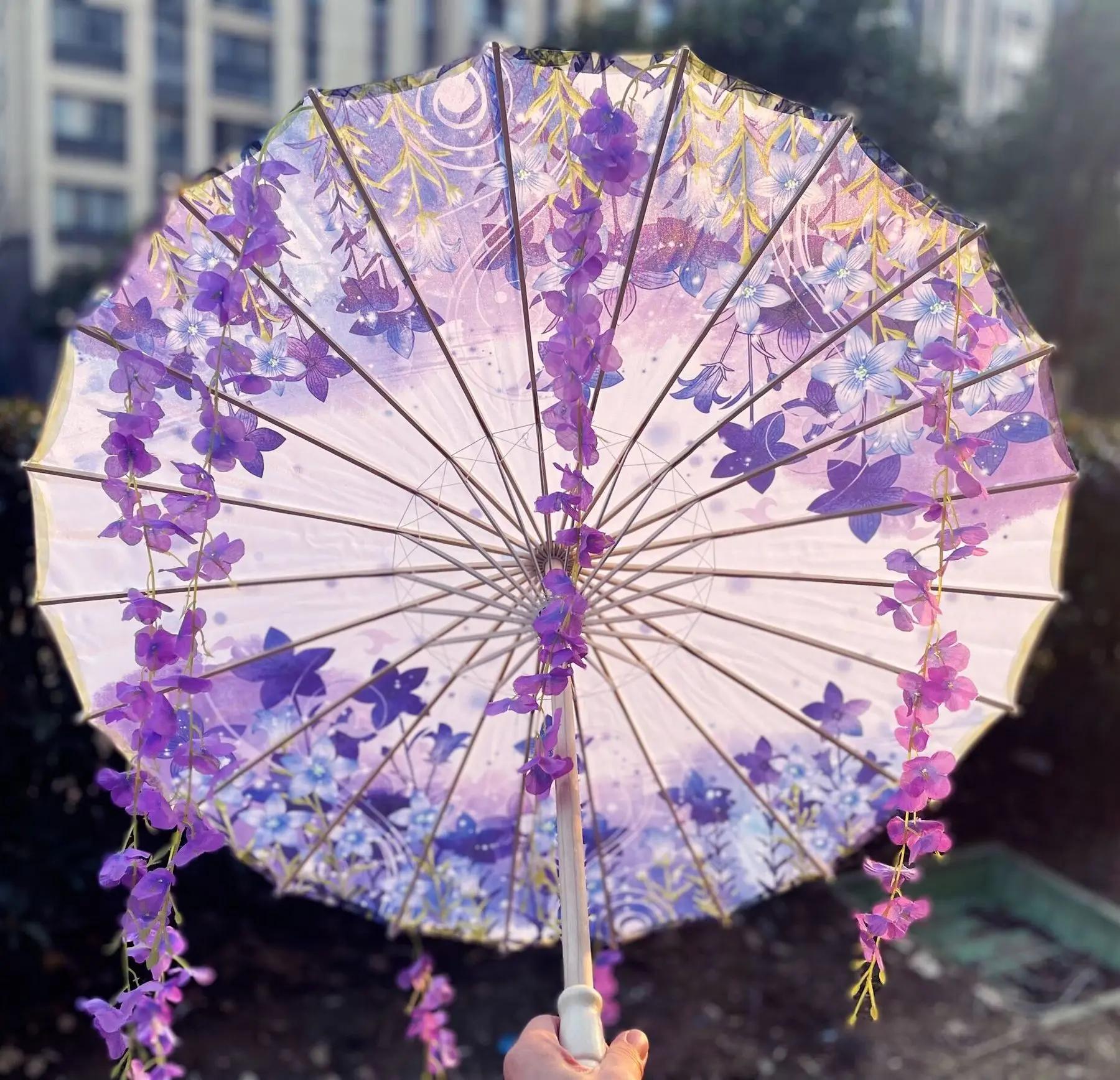 Hanfu – parapluie à pampilles violet lavande, Anime, coupe-vent, pour danse sur la plage, Cosplay, p
