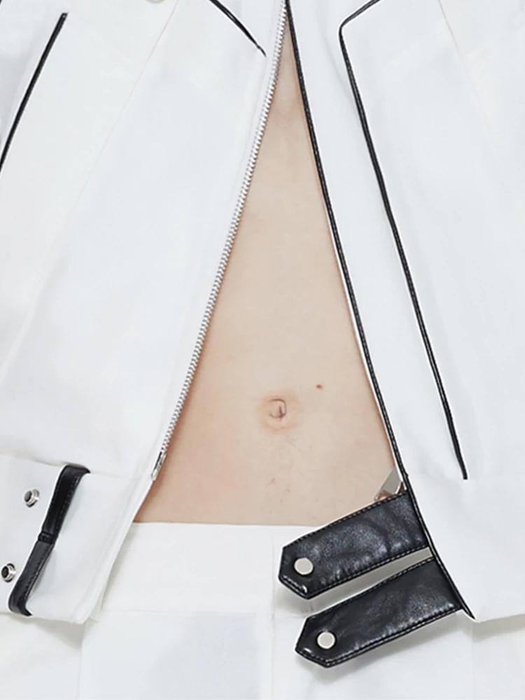 Mauroicardi-Veste courte en cuir patchwork pour homme, manches longues, piste, cool, luxe, vêtements