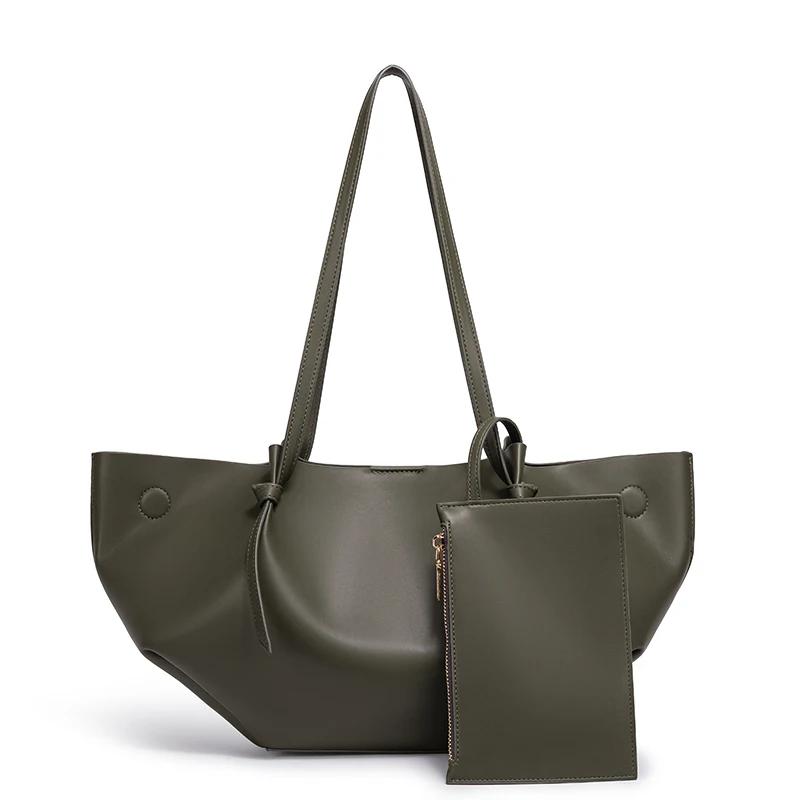 Sac fourre-tout pour femme de grande capacité, sac à main à bandoulière plissé doux avec un petit sa