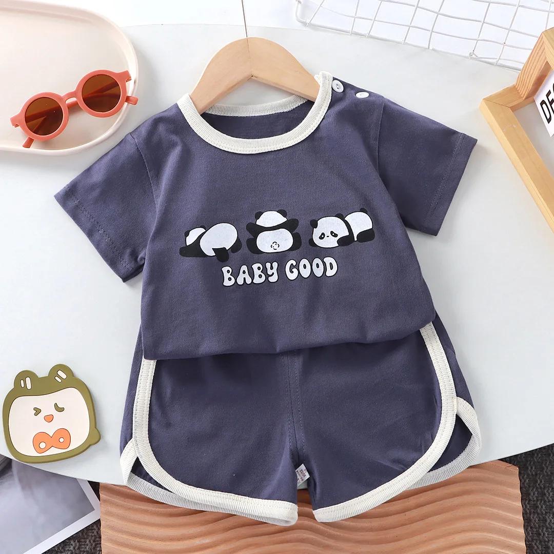 Ensemble d'été décontracté en coton pour enfants, vêtements pour bébés filles et garçons, T-shirt +