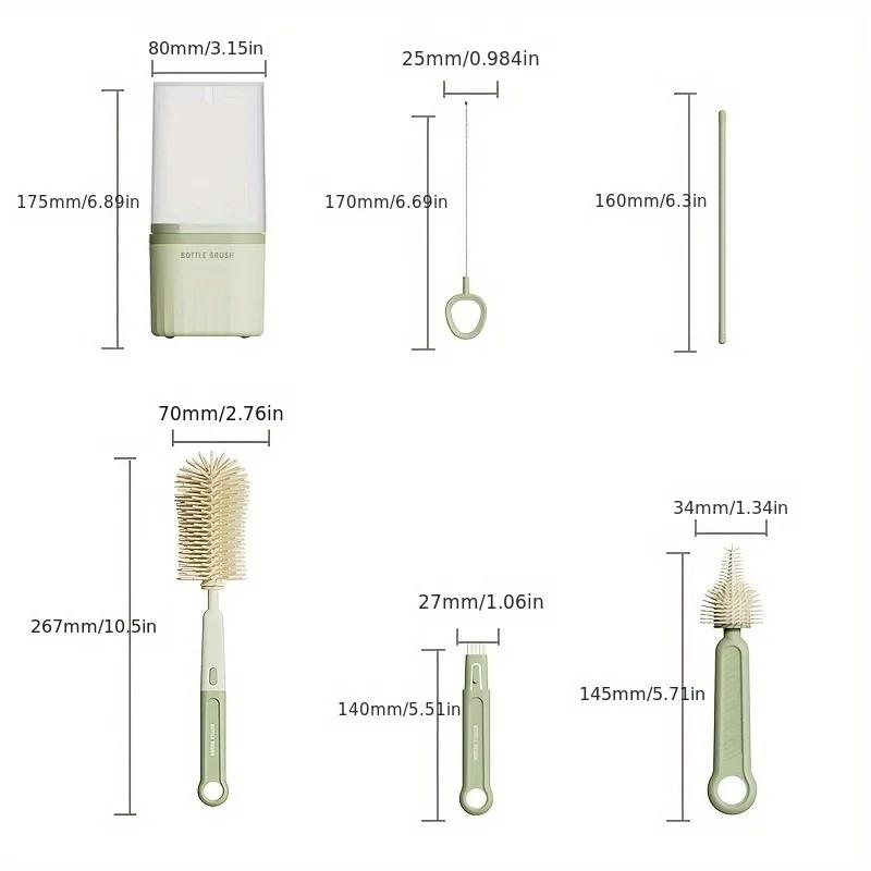 Brosse à biberon en Silicone pour bébé, ensemble d'outils de nettoyage portables à poignée droite 36