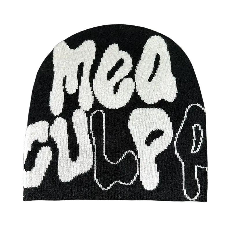 Mea Culpa tricot bonnets chapeau pour femmes hommes Couple Y2K quel est à la mode Bonnet Kpop laine