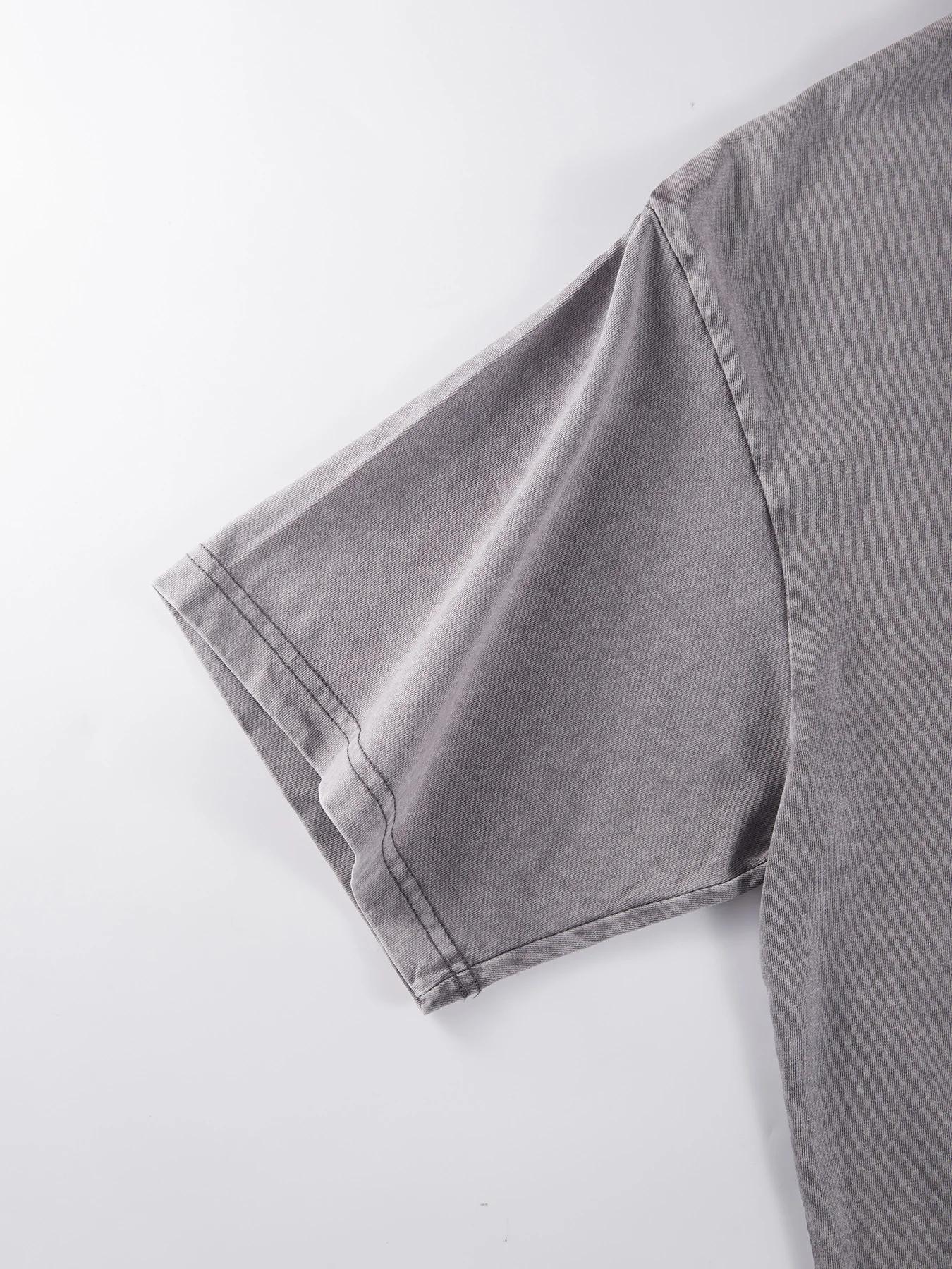 T-Shirts délavés à motif de plante pour hommes, en coton respirant, décontracté, doux, confortable,