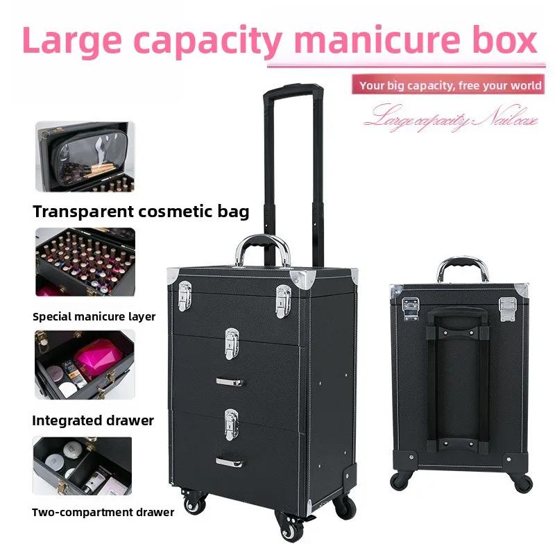 Trousse de tatouage professionnelle avec roulettes à frein pivotant, grande capacité, organiseur de