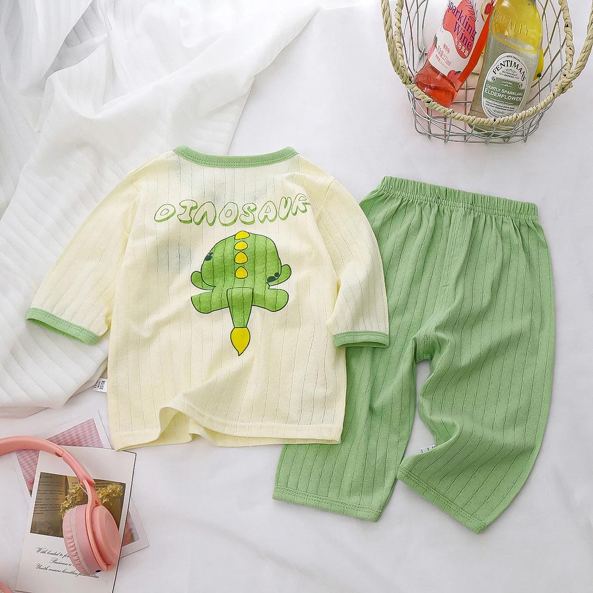 Ensemble pyjama en coton pour bébé, manches longues, vêtements de nuit pour bébé, dessin animé, vête