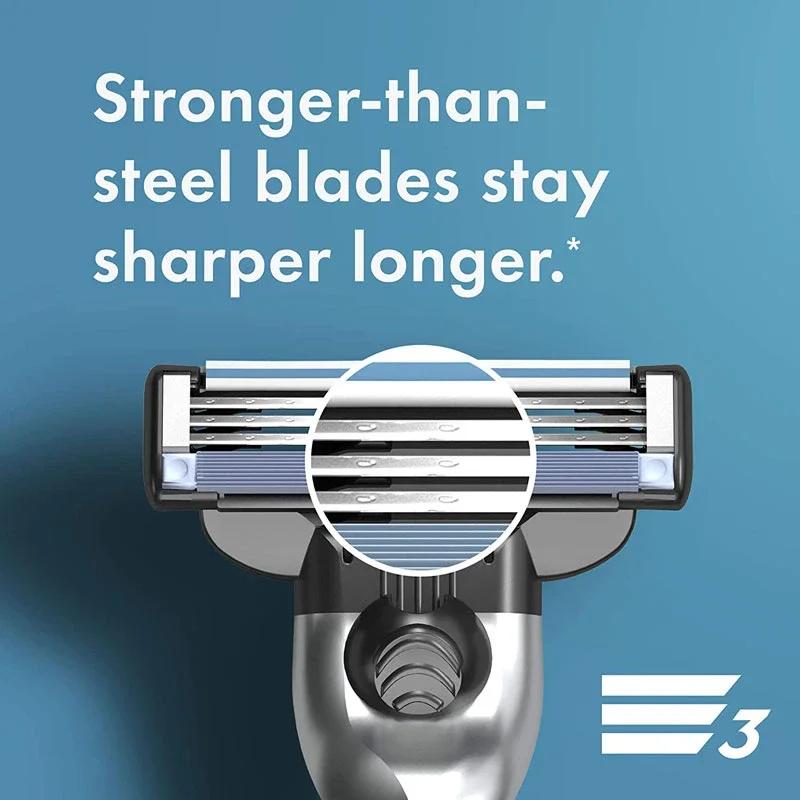 Gillette-Rasoir de tête Mach 3 pour hommes, adhérence quotidienne avec Lubstrips, 3 couches, coupe r