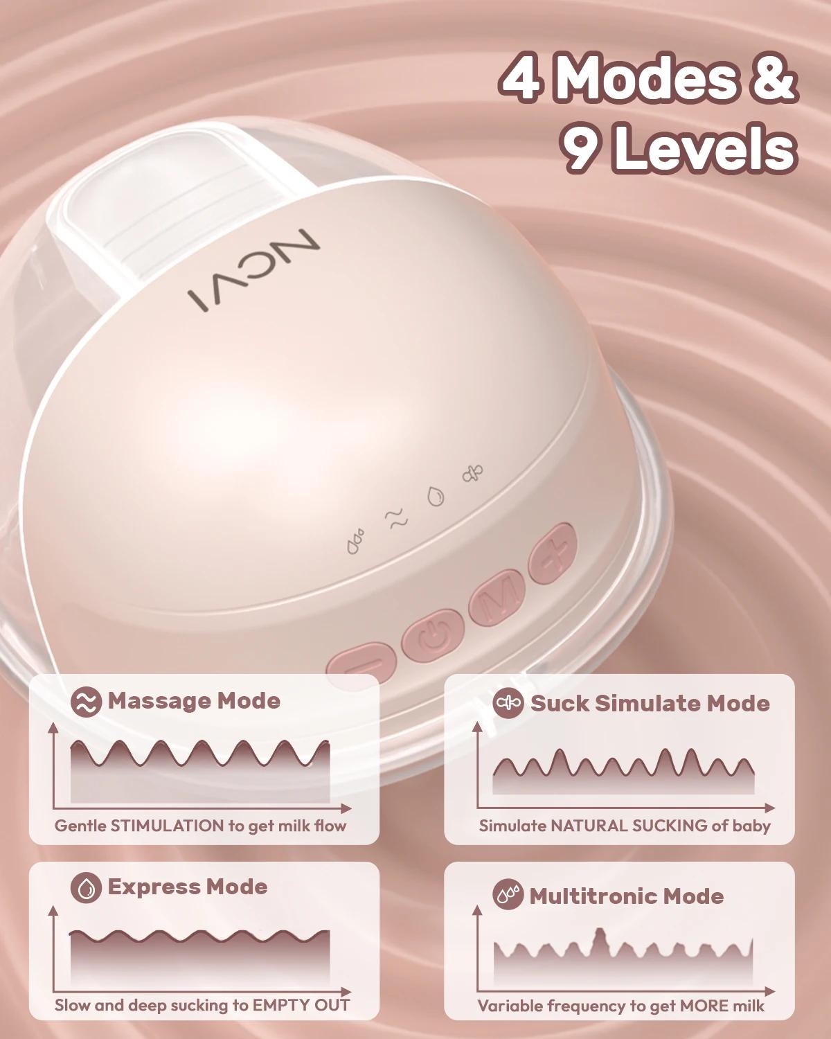 NCVI 2025 tire-lait portable, tire-lait mains libres, 4 modes et 9 niveaux, tire-lait discret ultra