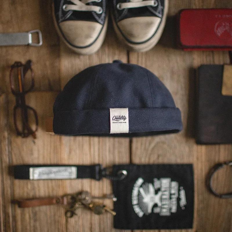 Maden hommes réglable Denim Beanie crâne casquette Dockworker chapeau rouleau manchette casquettes d